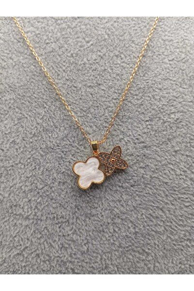 Ralp Moda Trend Model Necklace Clover Minelli Double Layer