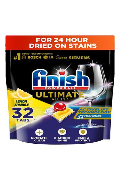 Finish Powerball Ultimate All in One Dishwasher Detergent Lemon Sparkle Scent 32 Tabs 400 g