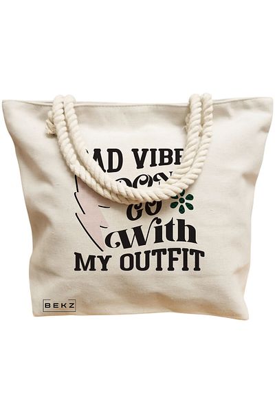 BEKZ Textile Bag With Zipper, Tote Bag, Model Summer Vibes 2 38 X 34.5 Cm, ​​White, ®