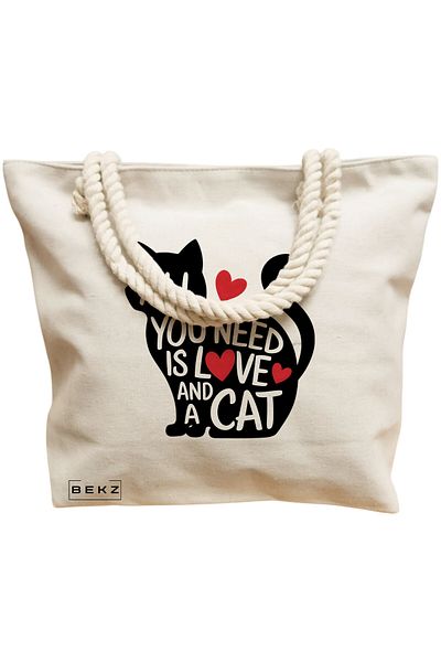 BEKZ Sacosa Textila Cu Fermoar, Geanta Tote, Model Labubu 23 38 X 34.5 Cm, Alb, ®