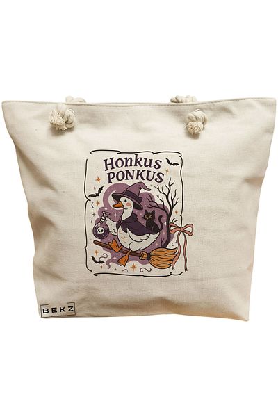 BEKZ Geanta de plaja, model Silly Goose 3, 40x51 cm, Crem, BEKZ®