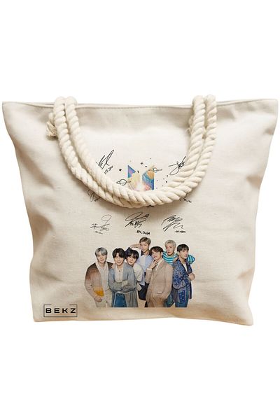 BEKZ Textile Bag With Zipper, Tote Bag, Paws Up Model 38 X 34.5 Cm, ​​White, ®