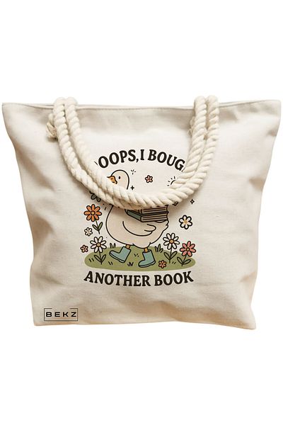BEKZ Geanta de plaja, model Silly Goose 6, 40x51 cm, Crem, BEKZ®