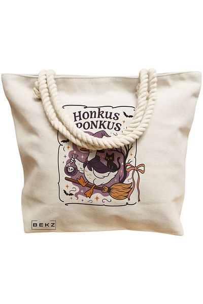 BEKZ Geanta de plaja, model Silly Goose 3, 40x51 cm, Crem, BEKZ®