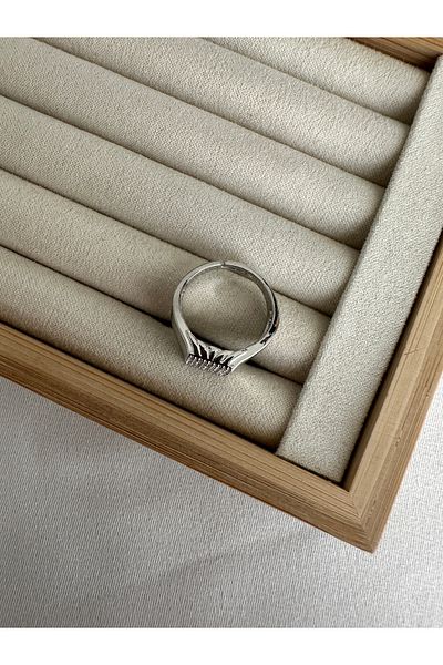 ringbox Silver Colored Stone Square Ring