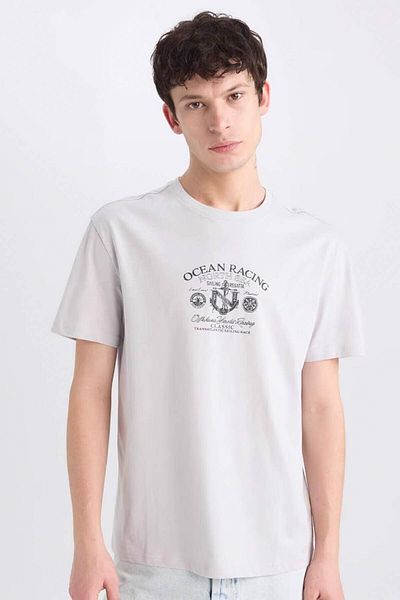 DeFacto Regular Fit Printed Gray Men's T-Shirt E1316Ax/Gr184