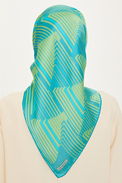 Armine Geometric Pattern Sura Pure Silk Scarf - 8834D (S)- 12