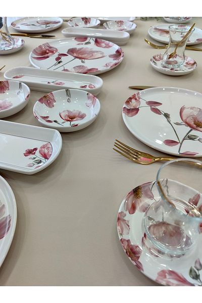 Borser Charming Rose 21 Piece Breakfast Set for 6 Persons