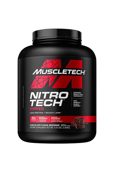 MUSCLETECH NitroTech Ripped Lean Protein, Chocolate Fudge Brownie, 4 Lbs., 1.81 Kg