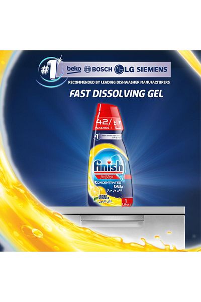Finish All in One Max Concentrated Dishwasher Gel Lemon Sparkle 1 Litre