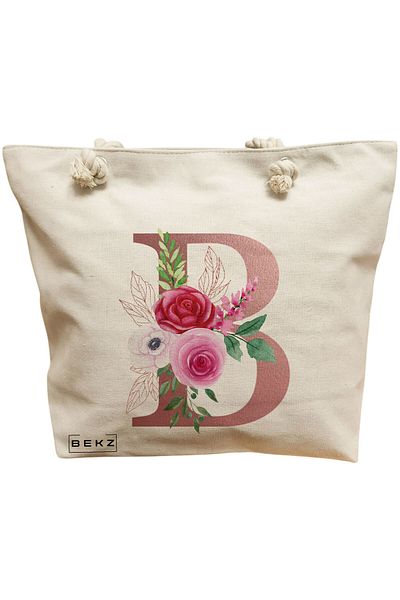 BEKZ Sacosa Textila Cu Fermoar, Geanta Tote, Model Let’s Go Witches 38 X 34.5 Cm, Alb, ®