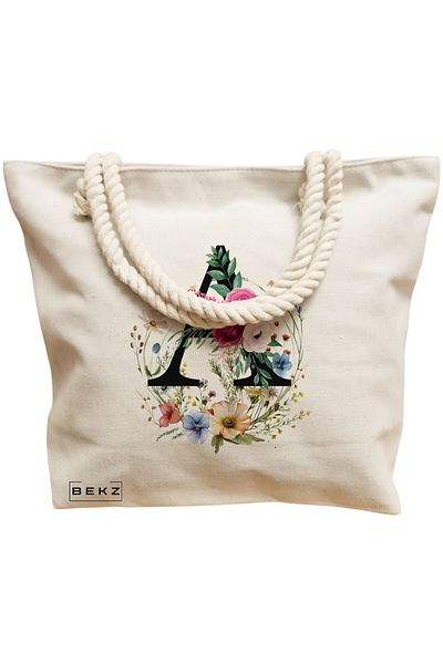 BEKZ Sacosa Textila Cu Fermoar, Geanta Tote, Model Mom Mode All Day Every Day 38 X 34.5 Cm, Alb, ®