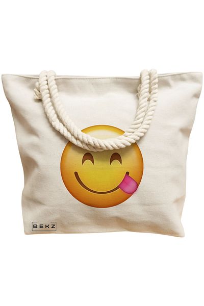BEKZ Textile Bag With Zipper, Tote Bag, Tropical Sunset Model 5 38 X 34.5 Cm, ​​White, ®