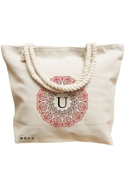 BEKZ Textile Bag With Zipper, Tote Bag, Birdcage Blossom Model 38 X 34.5 Cm, ​​White, ®