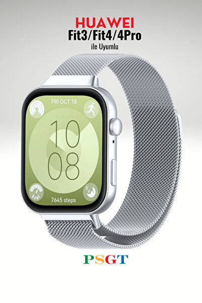 PSGT Huawei Watch Fit 3 / Fit 4 / Fit 4 Pro ile Uyumlu Kordon Hasır Örgü Meta...