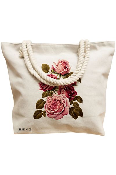 BEKZ Textile Bag With Zipper, Tote Bag, Read Books Be Kind Stay & Weird Pattern 38 X 34.5 Cm, ​​White, Bek