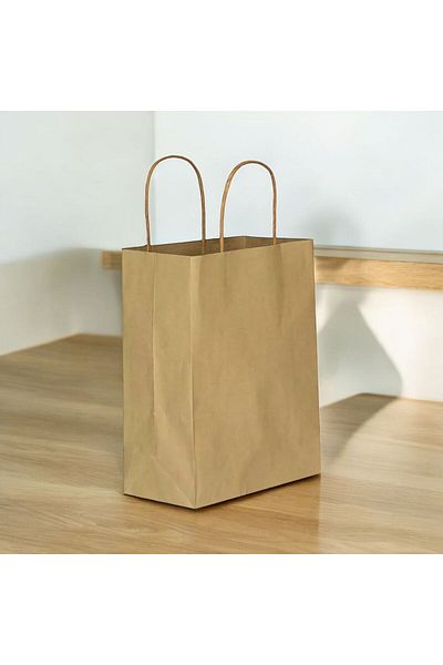 Happyland Kraft Cardboard Bag Large Size Twist Handle 25 Pieces 31*12*41 cm