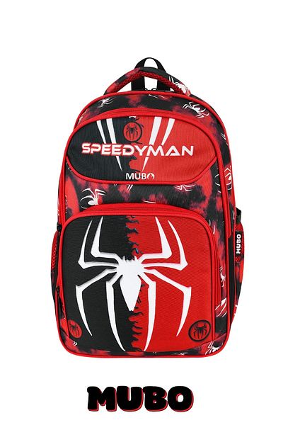 MUBO Superhero Elementary School Bag in Spider-Man Style - Pen Holder and Lunch Box Included