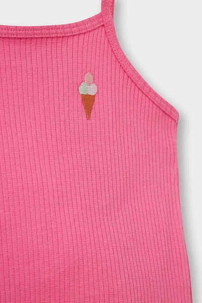 DeFacto Printed Strap Ribbed Camisole Pink Baby Girl Top-Top Set C1461A5/Pn206