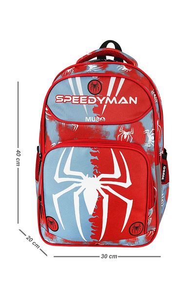 MUBO Superhero Elementary School Bag in Spider-Man Style - Pen Holder and Lunch Box Included