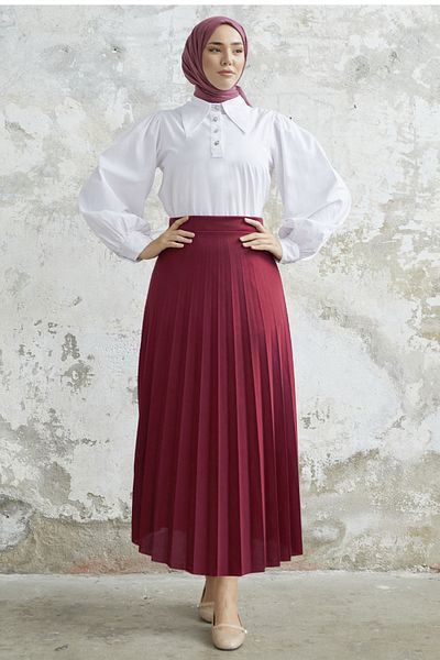 InStyle Fusta plisată din elastic Luisa Beli - roșu