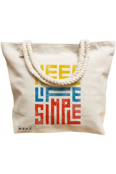 BEKZ Textile Bag With Zipper, Tote Bag, Model The Bookie Girl 25 38 X 34.5 Cm, ​​White, ®
