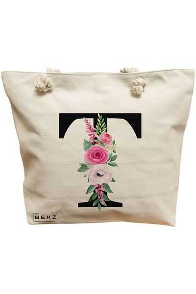 BEKZ Sacosa Textila Cu Fermoar, Geanta Tote, Model The Stylish Lady 38 X 34.5 Cm, Alb, ®