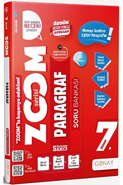 Günay Yayınları 7. Sınıf Zoom Serisi Paragraf Soru Bankası
