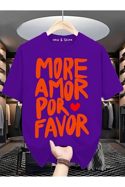 New Shine Tricou supradimensionat cu imprimeu More Amor Por Favor