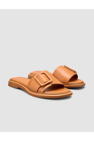 Cabani 100% Genuine Leather Tan Women's Slippers