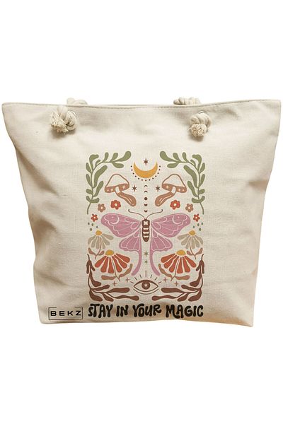 BEKZ Boho Style 4 Beach Bag, 40x51 cm, Cream, BEKZ®