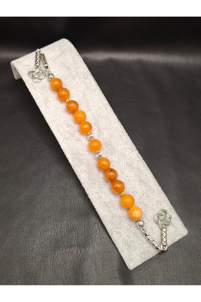 Han Ticarethane 11 حبات من العقيق البرتقالي بتصميم خاص زازا مسبحة