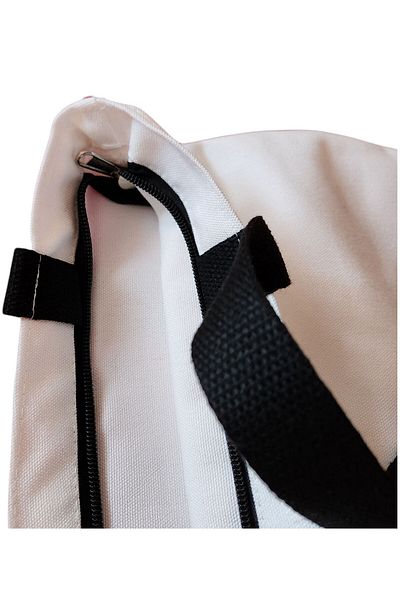 BEKZ Sacosa Textila Cu Fermoar, Geanta Tote, Cu Litera C Si Trandafiri, 38x34.5 Cm, Alba, ®