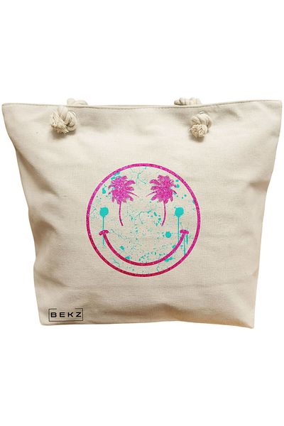 BEKZ Textile Bag With Zipper, Tote Bag, Books And Flowers Model 17 38 X 34.5 Cm, ​​White, ®