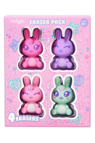 SMIGGLE Pack of 4 Scented Erasers with Rabbit Figures