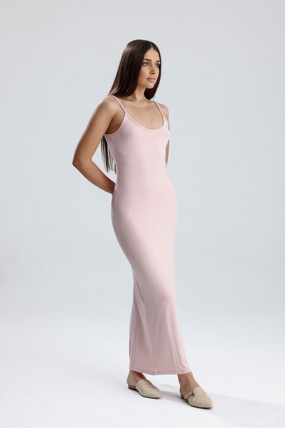 Sense Φόρεμα Lycra Viscose με λουράκι με σχισμή |   ELB35782 Πούδρα