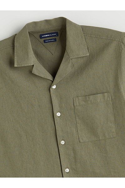 LC Waikiki Lcwaikiki Classic Regular Fit Resort Collar Short Sleeve Linen Blend Men's Shirt
