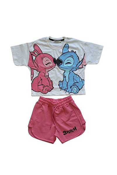 Tiny Girls Character Detailed Crops T-Shirt and Shorts Set