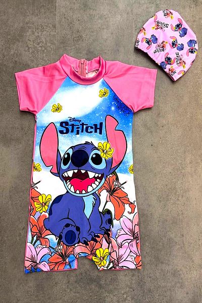 DeKuBaby New Season Cute Character Printed Uv Protection Girls' Jumpsuit Swimsuit with Quick Dry Feature