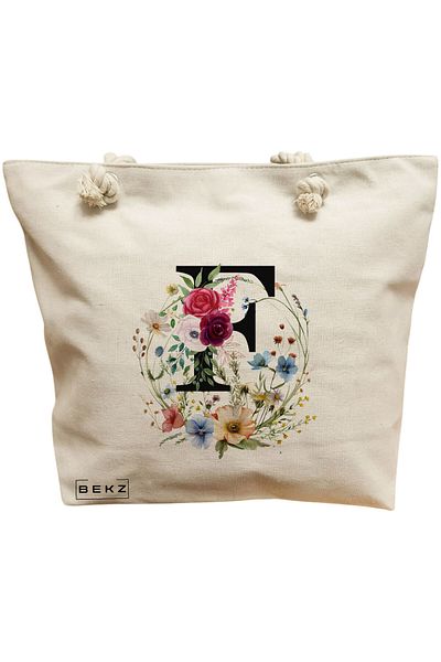 BEKZ Textile Bag With Zipper, Tote Bag, Model The Bookie Girl 7 38 X 34.5 Cm, ​​White, ®