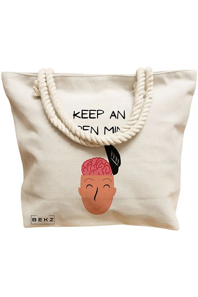BEKZ Beach bag, Keep an open mind model, 40x51 cm, Cream, BEKZ®