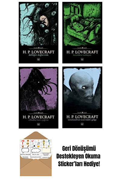 İthaki Yayınları Karanlık Kitaplık H. P. Loveracft 4 Kitap Set + Okuma Sticke...