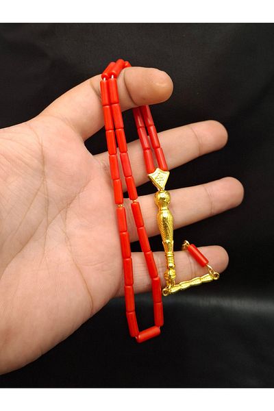 Han Ticarethane Gold Color Combination Cut Coral Prayer Beads