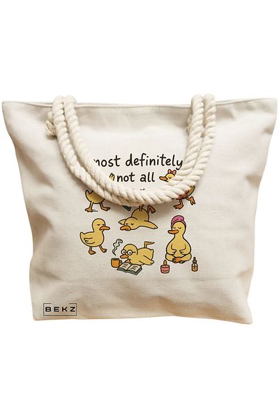 BEKZ Geanta de plaja, model Silly Goose 7, 40x51 cm, Crem, BEKZ®