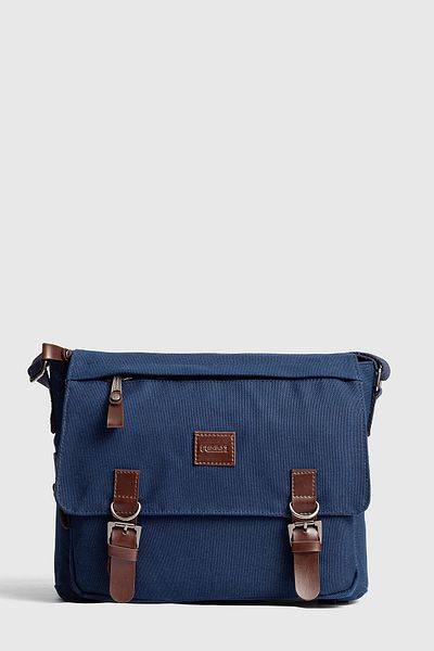 By Hakan Gk72 Canvas Messenger Bag Shoulder Bag School Bag with Laptop Compartment Dark Blue