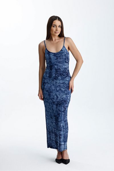 Sense Φόρεμα Lycra Viscose με λουράκι με σχισμή |   ELB35782 Λάκι Μπατίκ