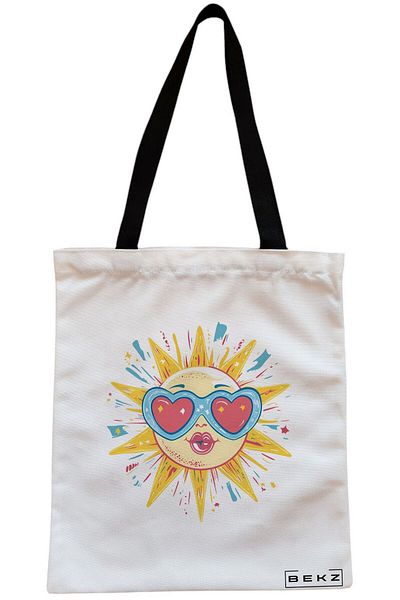 BEKZ Textile Bag With Zipper, Tote Bag, Model Bts Army 10, 38x34.5 Cm, ​​White, ®
