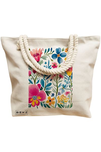 BEKZ Textile Bag With Zipper, Tote Bag, Model Labubu 2 38 X 34.5 Cm, ​​White, ®