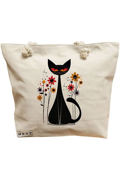 BEKZ Textile Bag With Zipper, Tote Bag, Model Labubu 30 38 X 34.5 Cm, ​​White, ®