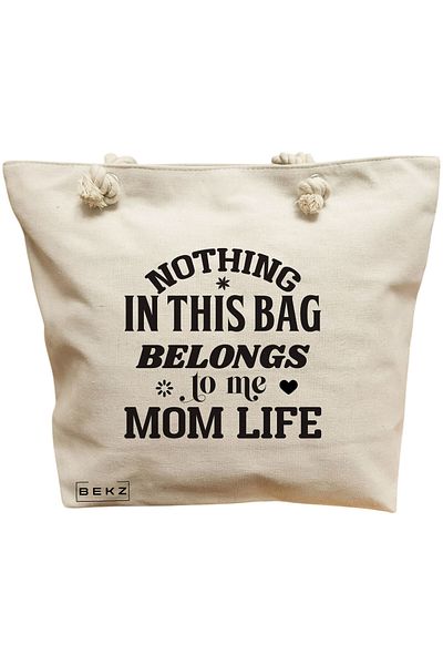 BEKZ Textile Bag With Zipper, Tote Bag, Model The Bookie Girl 4 38 X 34.5 Cm, ​​White, ®